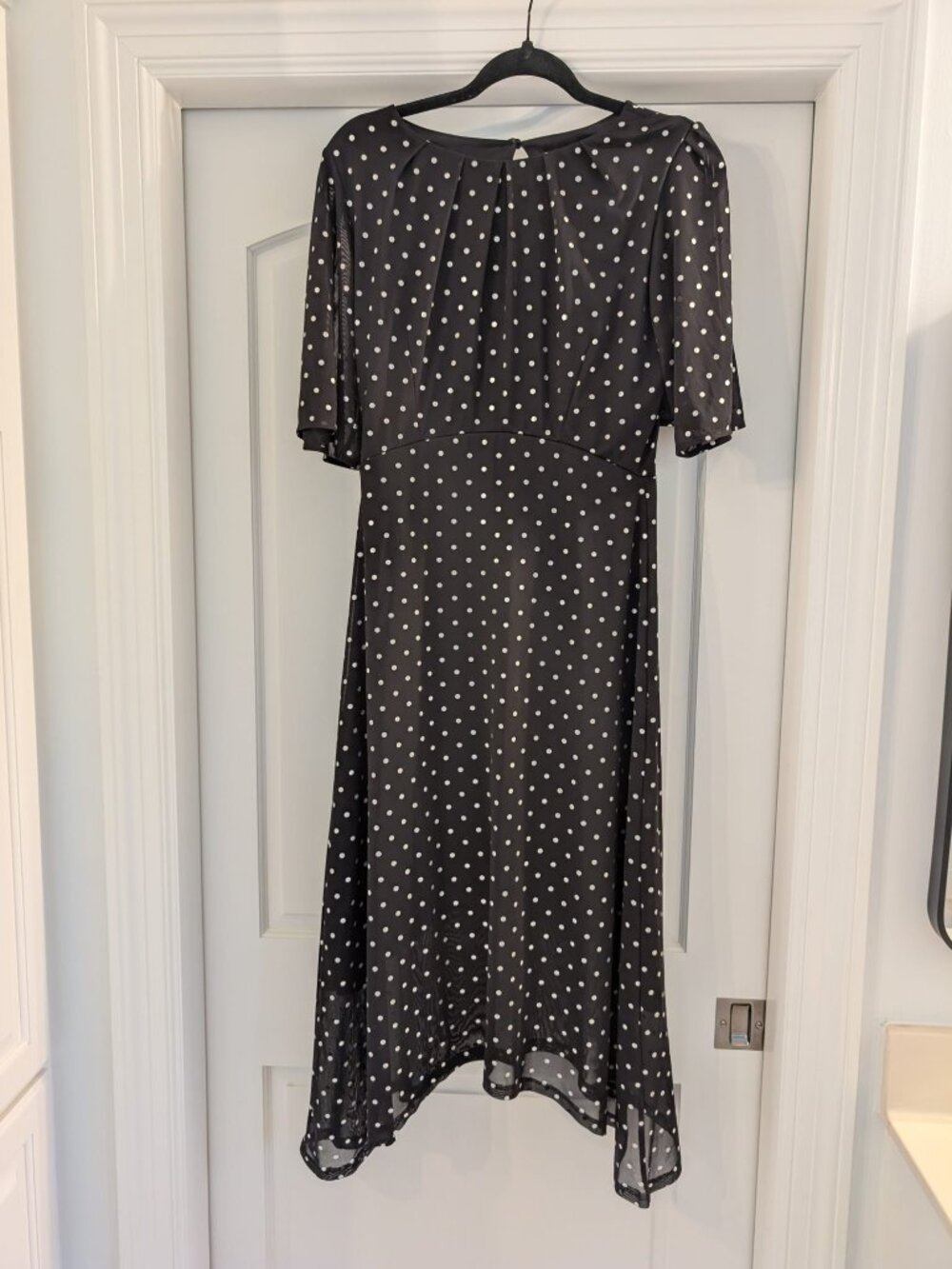 Next Black polka-dot asymmetrical midi dress Size US 4 (UK 8)